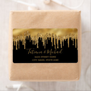 mariage parties scintillant à goutte dorée noir ar