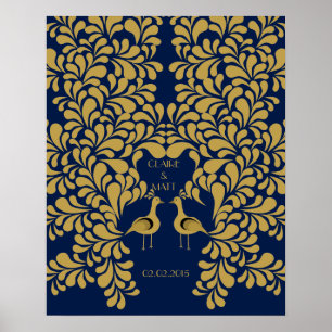 Mariage Peacock Art Déco signant le livre d'or