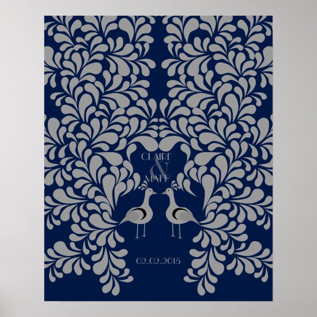 Mariage Peacock Art Déco signant le livre d'or (Devant)