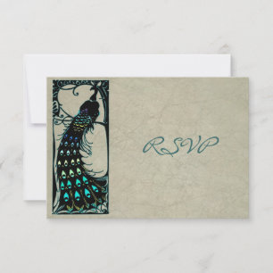 Mariage Peacock Art Nouveau vintage RSVP
