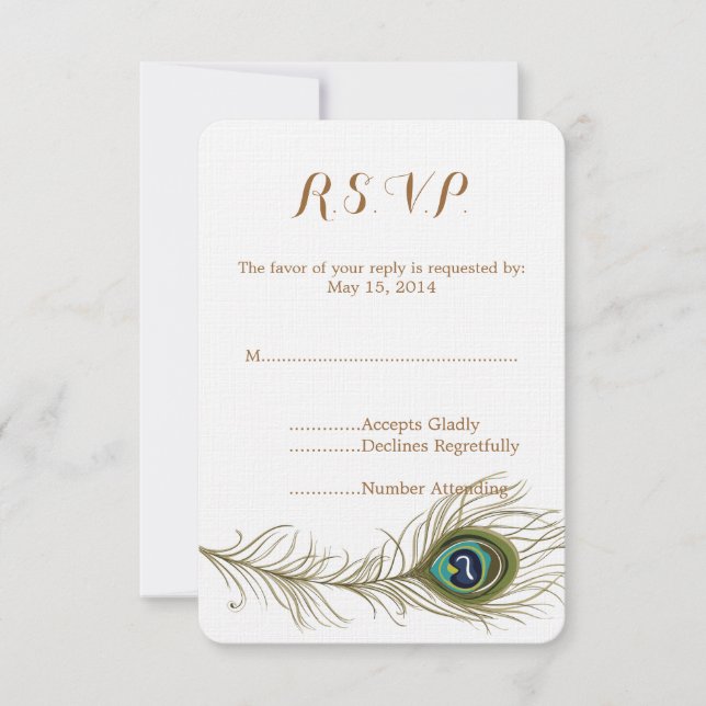Mariage Peacock Feather RSVP (Devant)