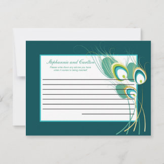 Mariage Peacock Turquoise moderne Carte de conseil
