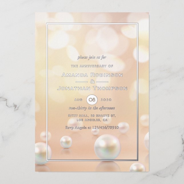 Mariage Pearl Anniversaire Foil Invitation (Recto)