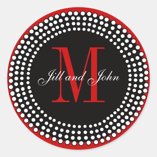 Mariage Personnalisé Monogramme & Noms Étiquette r (Devant)