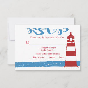 Mariage phare rouge RSVP rayures bleues