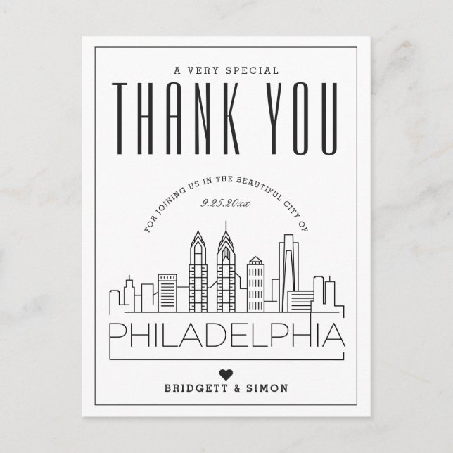 Mariage Philadelphie | Merci de venir ! Carte post (Devant)