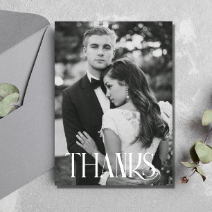 Mariage photo Black Blanc moderne Merci Cartes