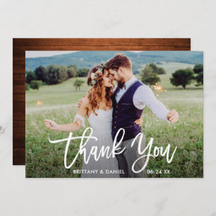 Mariage Photo Brush Script Carte de remerciements 
