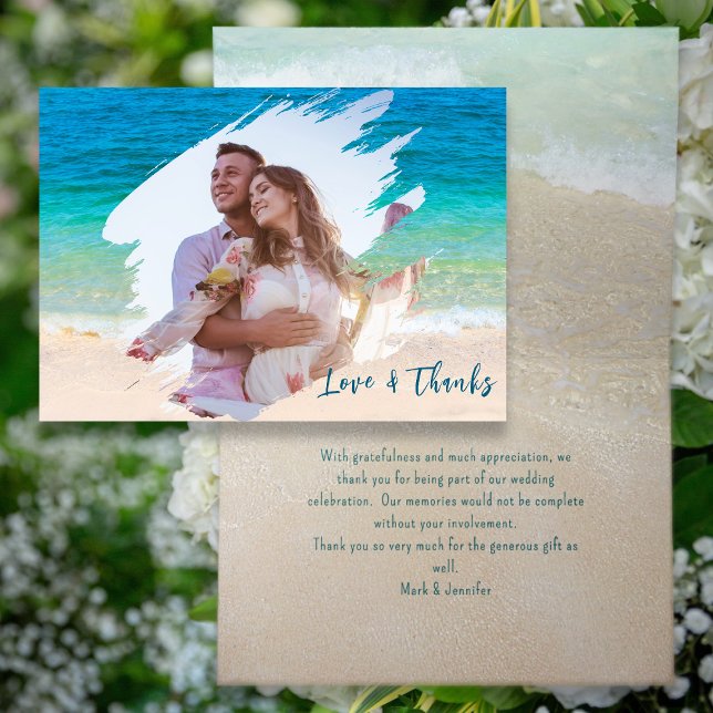 Mariage Photo Brushstroke Modèle Merci Cartes (Créateur téléchargé)