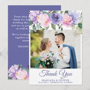 Mariage Photo Carte de remerciements Lavender rose
