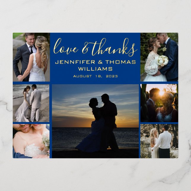 Mariage photo Collage Carte de remerciements (Recto)