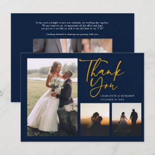 Mariage Photo Collage Carte de remerciements Lettr