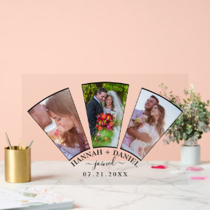 Mariage Photo Collage Forme de ventilateur Nom per