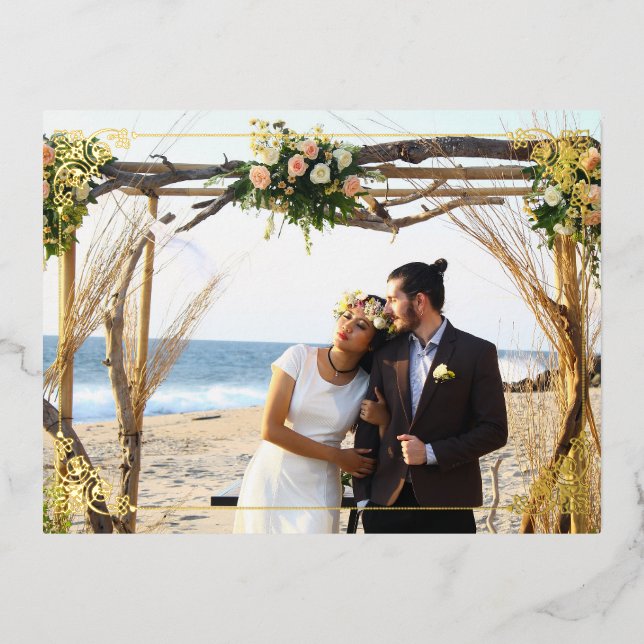 Mariage photo couple avec cadre élégant Carte (Recto)