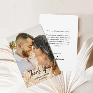 Mariage photo de script moderne Carte de remerciem