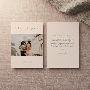 Mariage photo, effet or, carte de remerciements