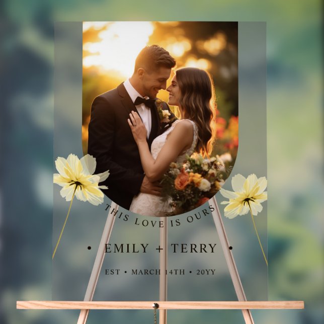 Mariage photo floral minimaliste Bienvenue gelé (Neutre)