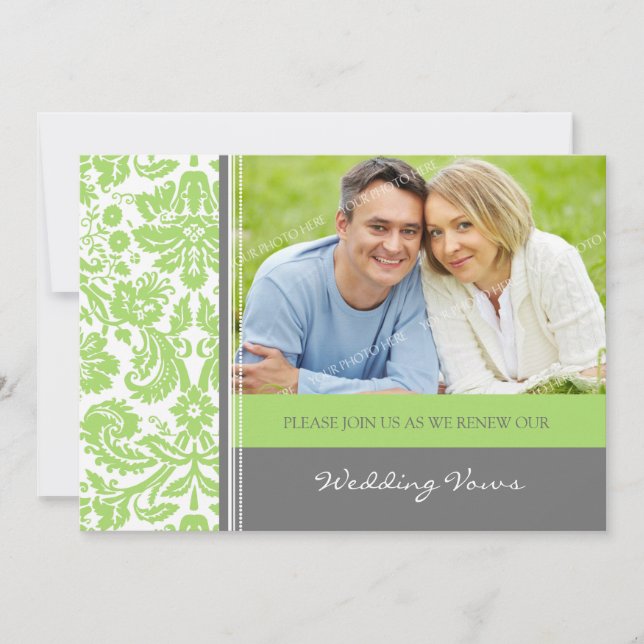 Mariage photo Grey Lime Invitation au renouvelleme (Devant)