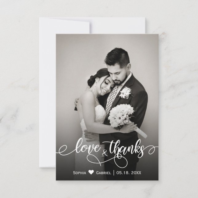Mariage Photo Love and Thanks Carte de remerciemen (Devant)