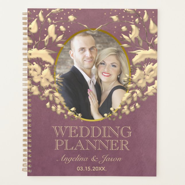 Mariage photo Luxury Purple and Gold Heart (Devant)