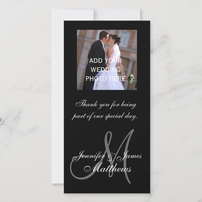 Mariage Photo Merci Message Nom du monogramme (Devant)
