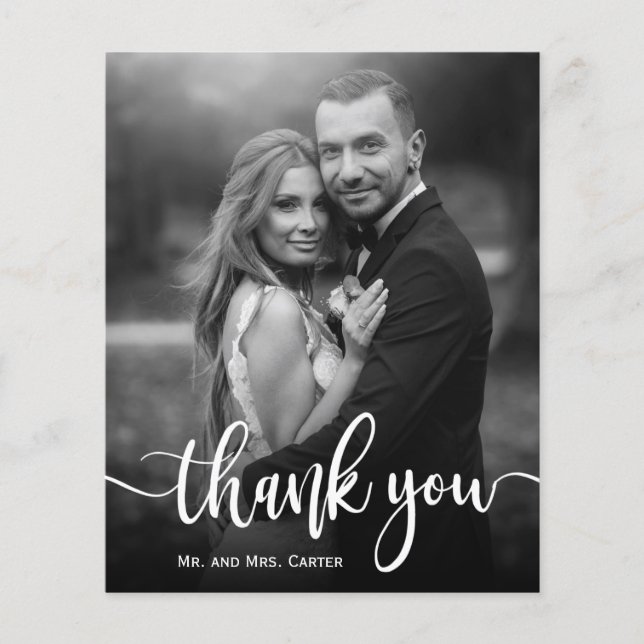 Mariage photo noir budget Carte de remerciements (Devant)