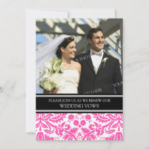 Mariage photo noir rose Invitation Renouveau Vow