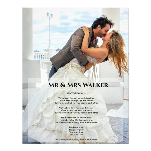 Mariage photo paroles de chansons photo (Devant)