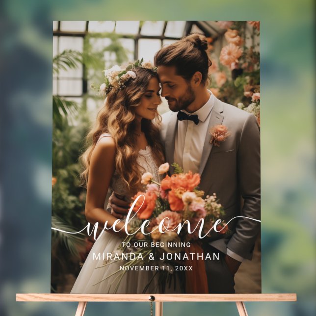 mariage photo personnalisé 'Bienvenue' (Neutre)