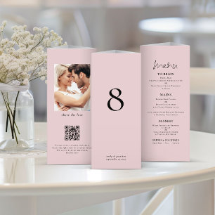 Mariage photo rose vif Table de menu Pas triplé