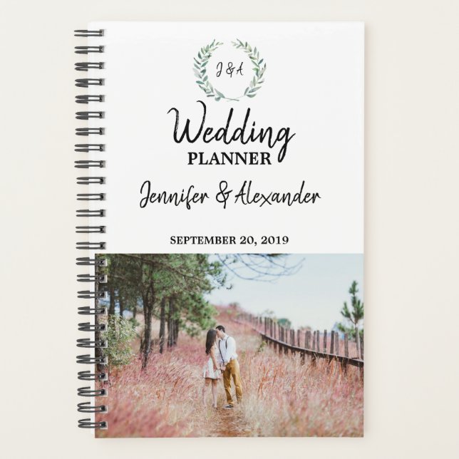 Mariage photo rustique feuille monogrammé (Devant)