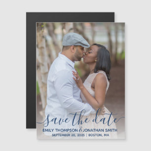 Mariage photo Sauvez la date Magnets dans la marin