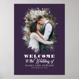 Mariage photo violet romantique Affiche de bienven
