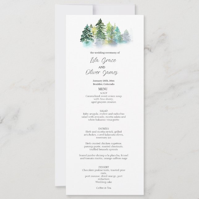 Mariage Pine Crest Menu Invitation (Devant)