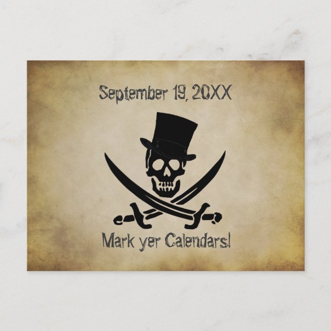 Mariage pirate Enregistrer la date Carte postale (Devant)