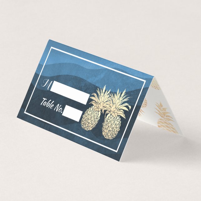 Mariage Place Escort Numéro de table Ananas Or (Front)