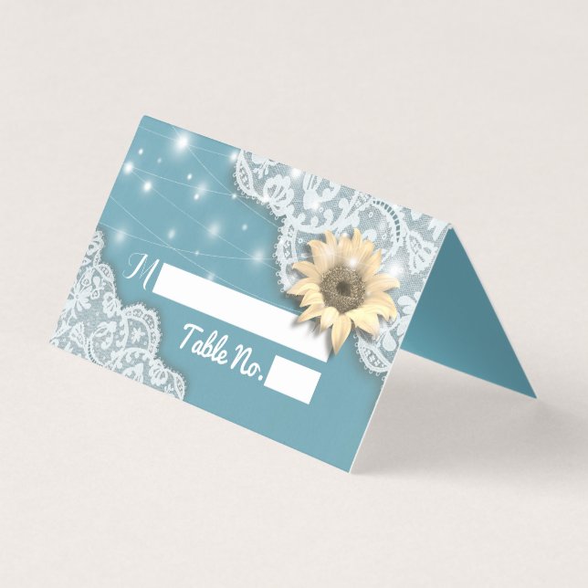 Mariage Place Numéro de table Dentelle Tournesols  (Front)