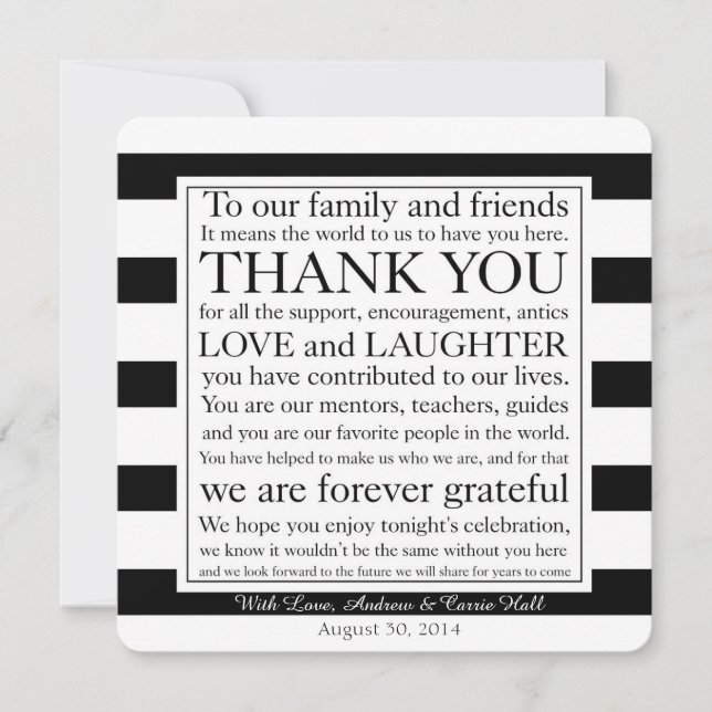 Mariage Place Setting Place Place Merci de carte M (Devant)