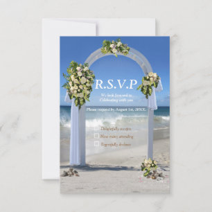 Mariage plage avec carte RSVP Roses Blanches