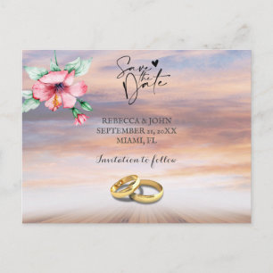 Mariage plage enregistrer la date carte postale
