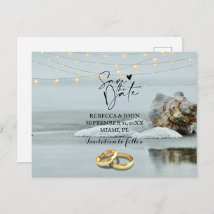 Mariage plage enregistrer la date carte postale