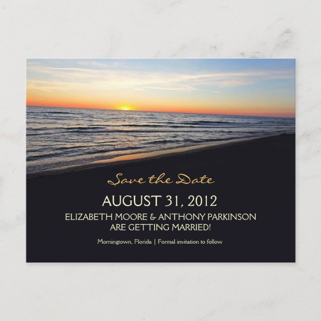 mariage plage enregistrer la date cartes postales (Devant)