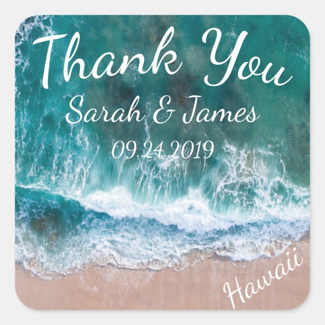 Mariage plage Favoriser Merci Sticker (Devant)
