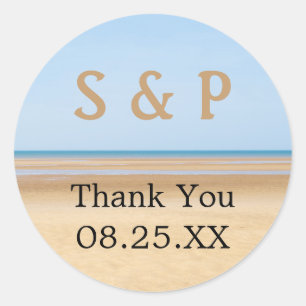 Mariage plage Favoriser Merci Sticker personnalisé