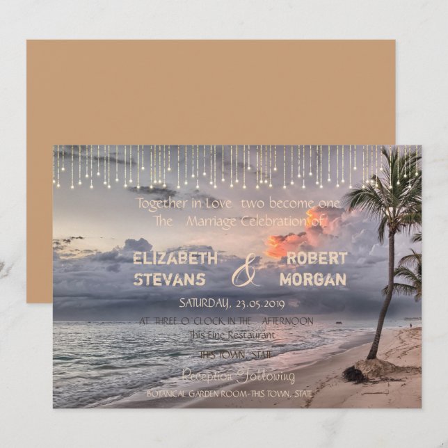 Mariage plage, Invitation Palm (Devant / Derrière)