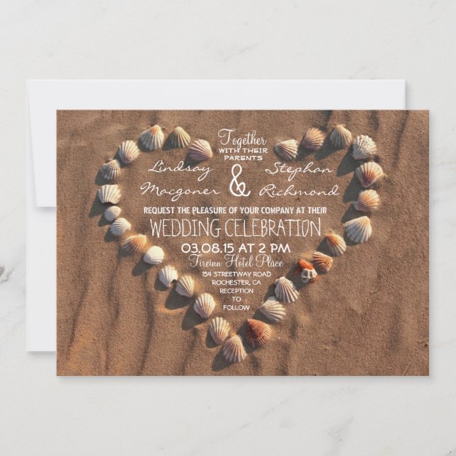 mariage plage mer coques invitations mariage (Devant)