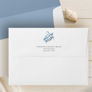 Mariage plage Retour Adresse Enveloppe Tortue de m