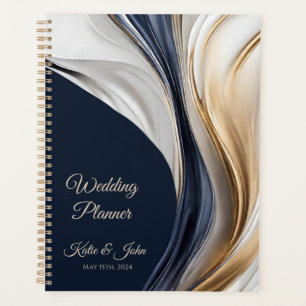Mariage-Planner-Moderne Abstrait-Bleu Or-Blanc
