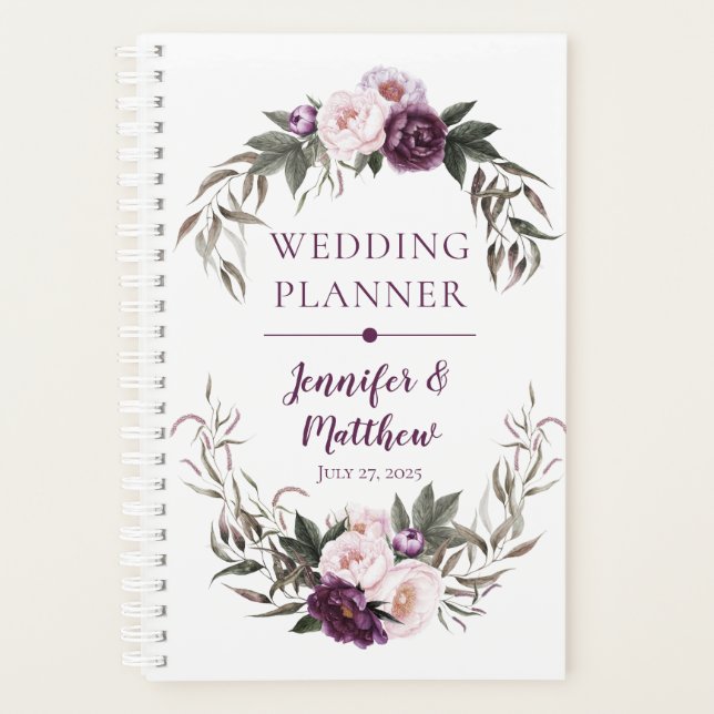 Mariage Plum violet Pink Peonies (Devant)