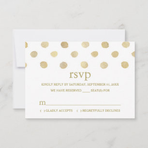 Mariage Pois blanc et or moderne RSVP